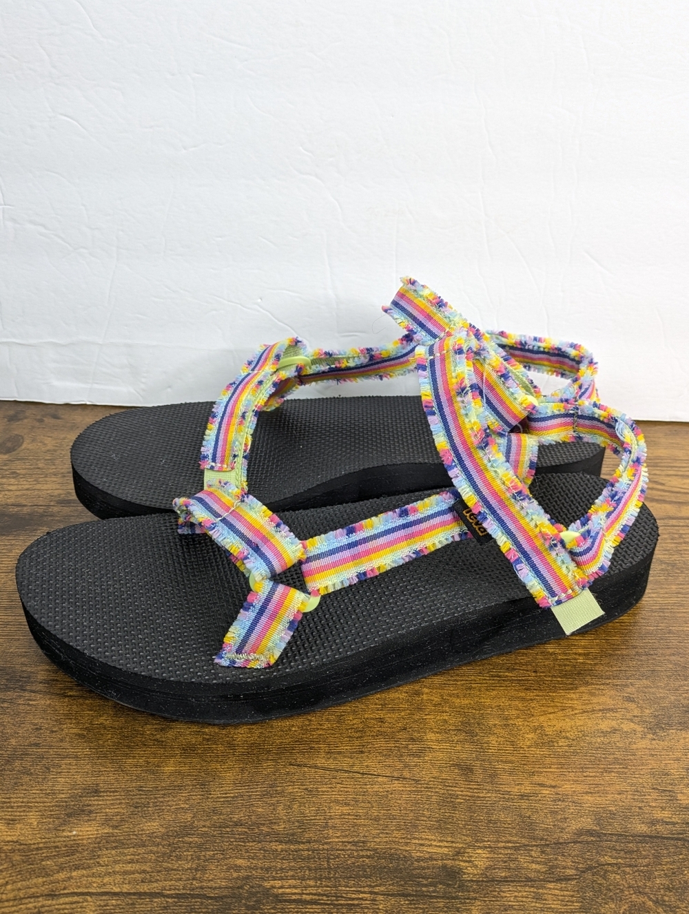 Teva Midform Fray Sandals 11 Frazier Black Plaid Multicolor Platform Sport - Picture 6 of 11